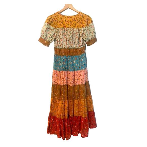 Anthropologie Tiered & True Maxi Dress Colorblock floral - Picture 6 of 6